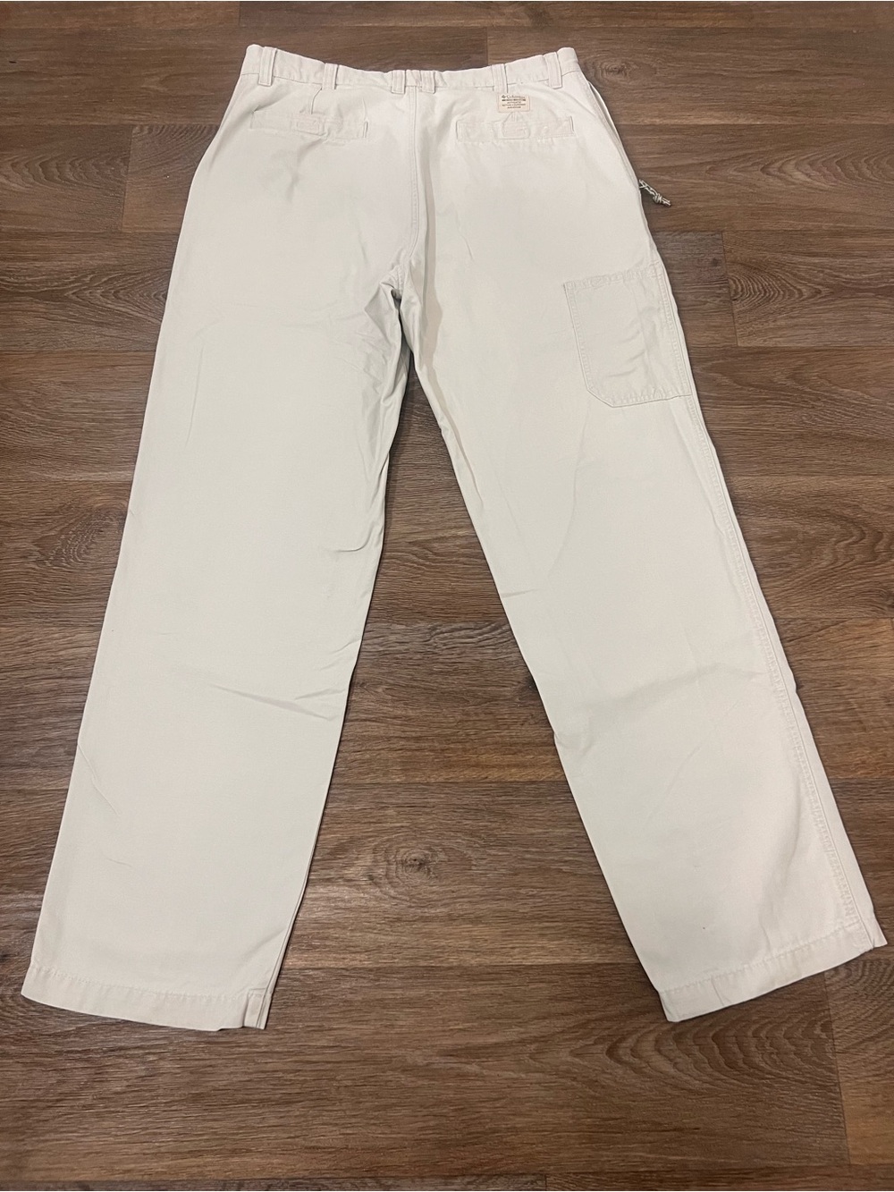 Vintage Columbia Men's Cream Cargo Pants - Utility Pocket Trousers